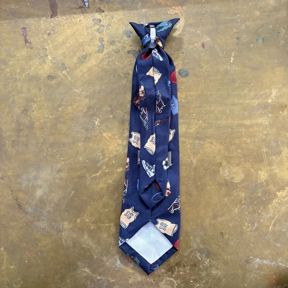 Michael James Boy's Clip On‎ Tie Navy Sports Pre-tied Soccer Basketball Church
